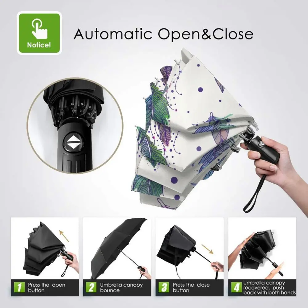 Miglior Resistente Al Vento Pieghevoli Donne Ombrello Automatico Auto Dreamcatchers E Piume Antivento Ombrelli Da Pioggia Per Gli Uomini Parasole
