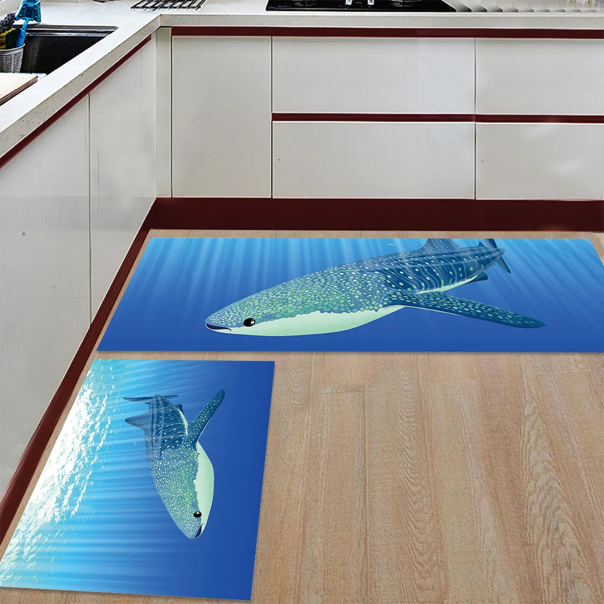 Современный кухонный коврик для рыб плавания в океане коридор ванная комната