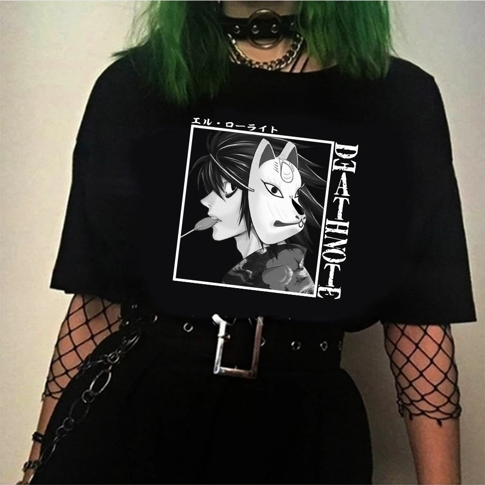 

Hot Anime Death Note Tshirt Lawliet Comics Printed T-shirt Summer Tops Men Cool Fashion Streetwear Causal Tops Male
