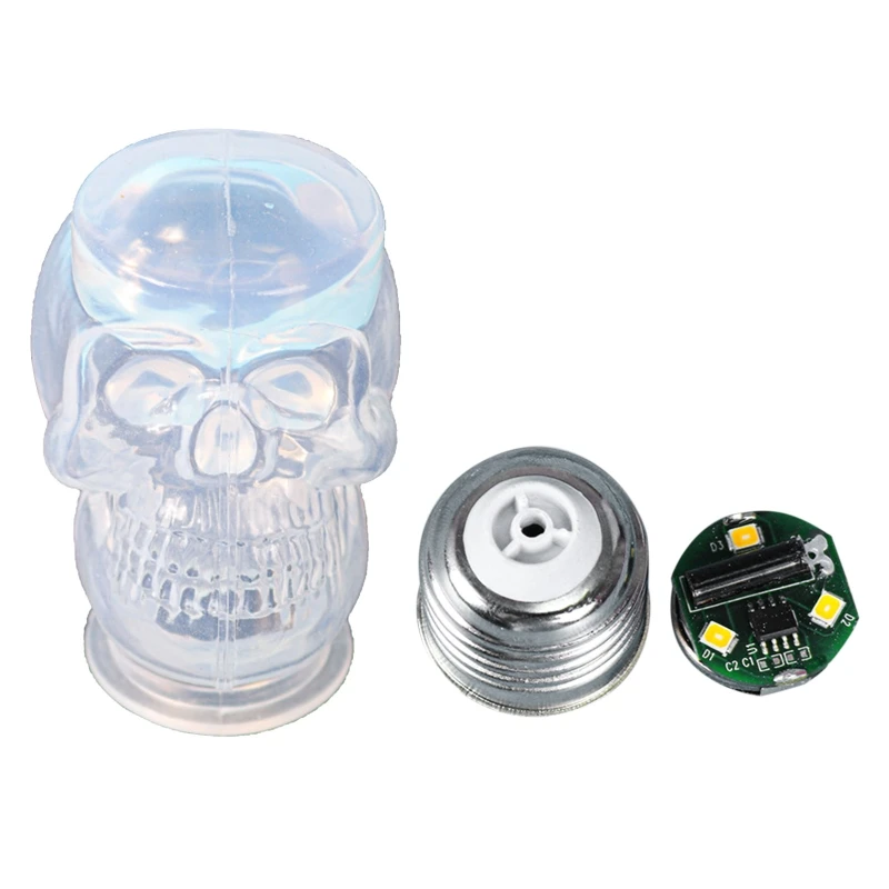 

New Silicone Mold DIY Skull Head Light Bulb Lamp Base Wick Crystal Epoxy Resin Mould