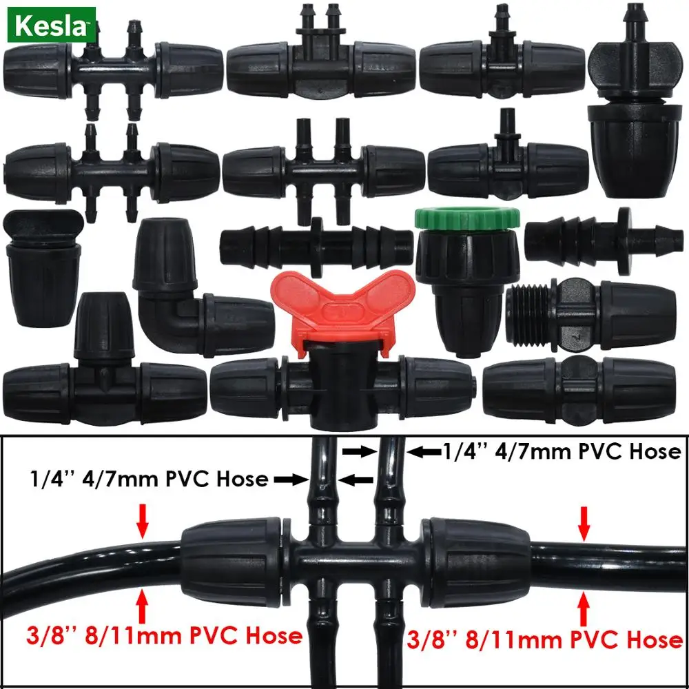 KESLA Garden 3/8 &quotдо 1/4&quot соединитель шланга 8/11 до 4/7 мм Колючая Тройник прямой локоть