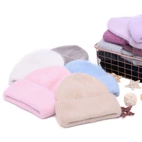 casual womens hats cashmere wool knitted beanies autumn winter brand new three fold thick 2020 knitted girls skullies beanies