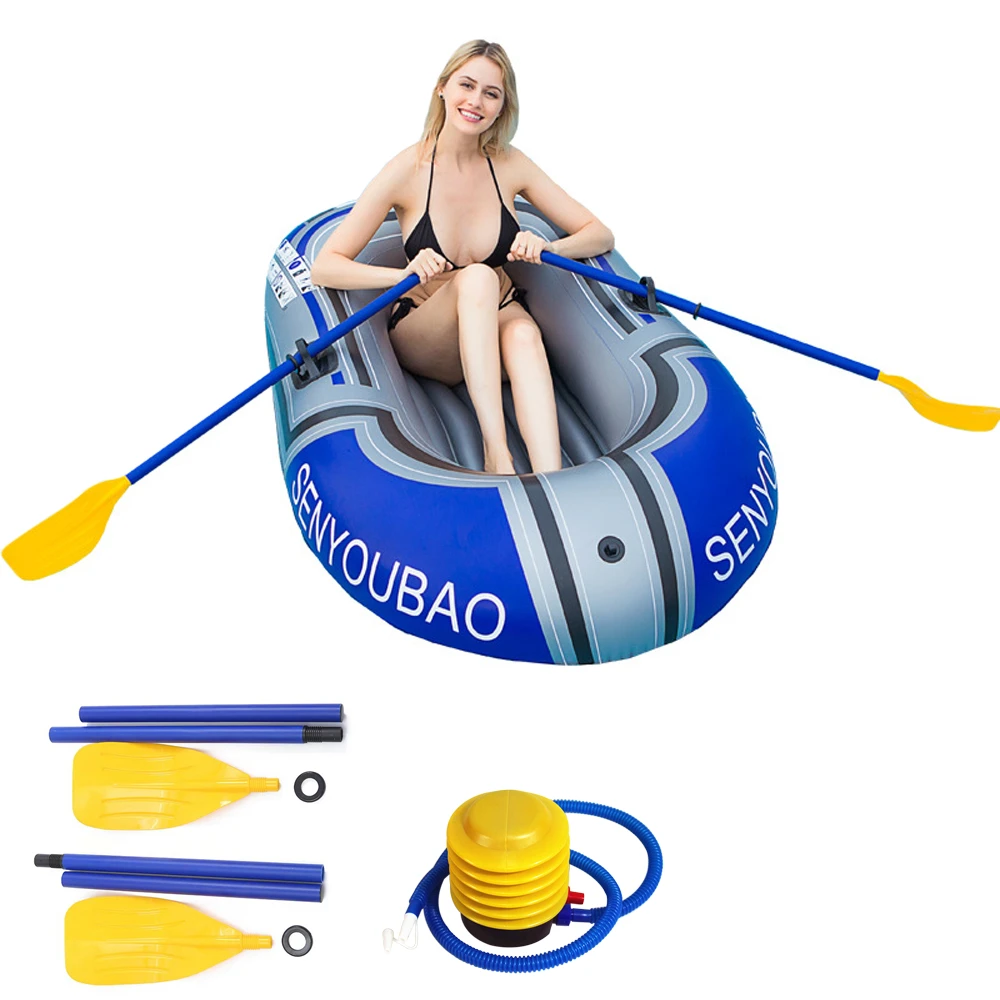 

4 шт./компл. ПВХ Каноэ, 1 человек, набор надувных лодок, каяк с веслом и воздушным насосом (1 каяк + 1 ручной насос + 2 лопатки)