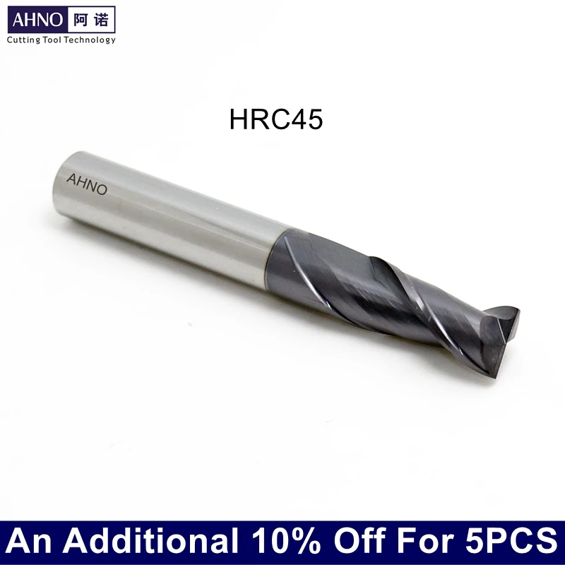 

AHNO Carbide Endmill 2 flutes Bits CNC 1mm 2mm 3mm 4mm 5mm 6mm 8mm 10mm 12mm 14mm 16mm 18mm 20mm 100% Factory Outlets HRC45