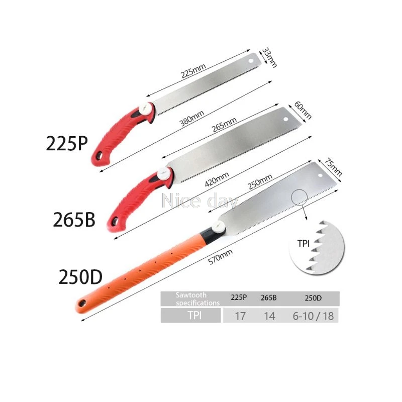 Ручная пила Mr11 20 двухсторонняя из углеродистой стали с зубцами и ПВХ ручкой для