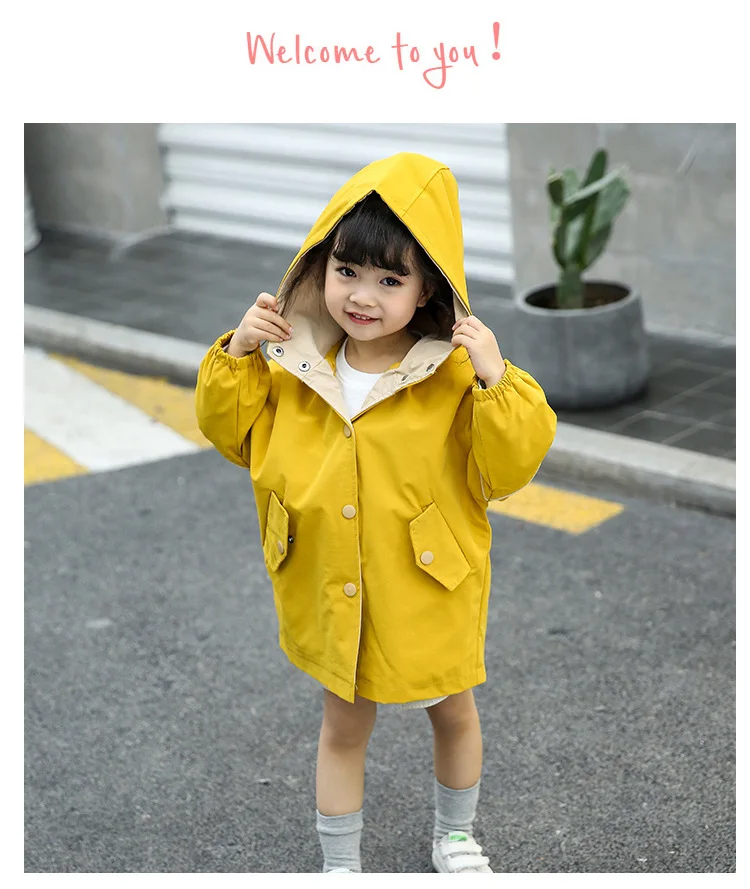 

Girls' Coat 2020 Spring And Autumn New Fashion Children's Solid Color Windbreaker