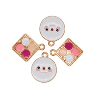 20pcslot enamel make up eyeshadow palette smile shape charms fit for jewelry earring bracelet keychain accessories