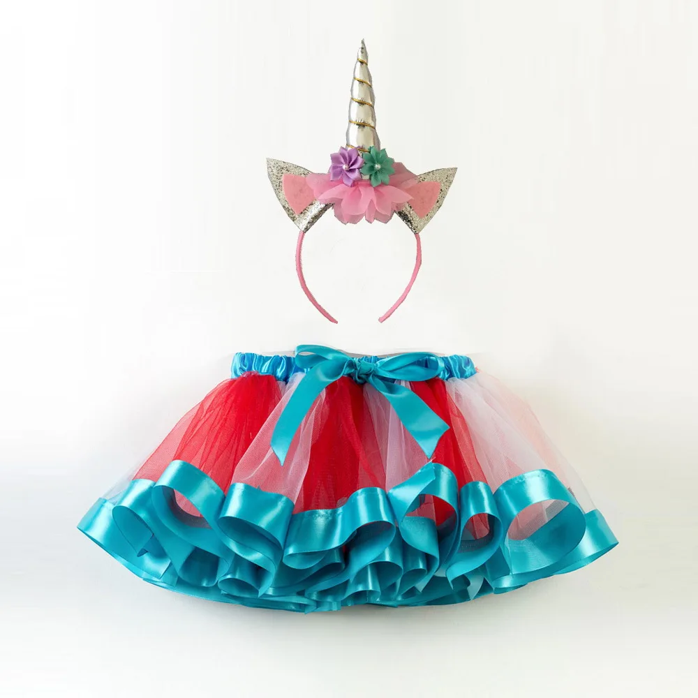

Rainbow Baby TUTU Skirt Colorful Fluffy Skirt with free Headwear Cute Dress Baby Clothes 2-11 Years CW001