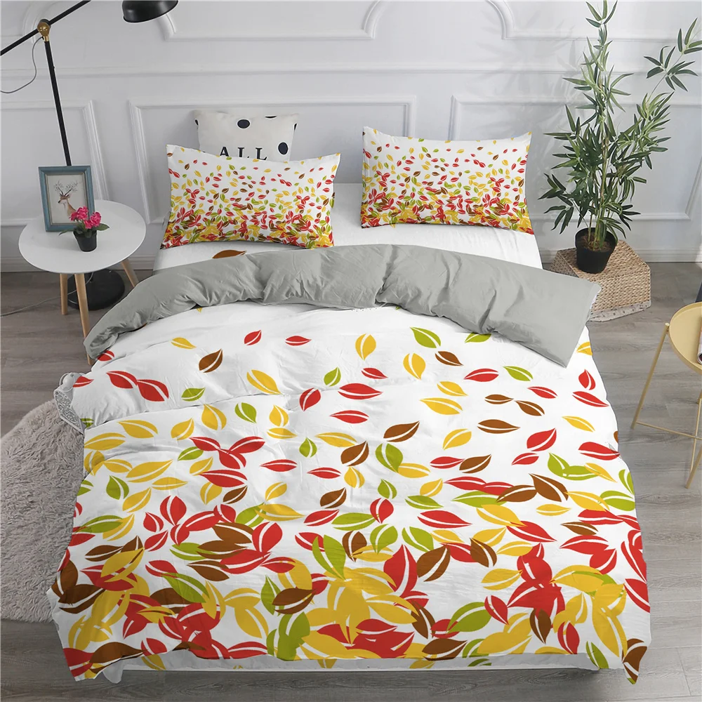 

3D Cute Printed Duvet Cover Leaf Blade Bedding Set Soft Bedclothes 2/3pcs Simple Home Textiles Luxury High Quality Bedspread