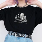 Женская футболка в стиле Харадзюку, Повседневная Винтажная футболка в стиле хип-хоп, с мультяшным принтом черепа, готического стиля