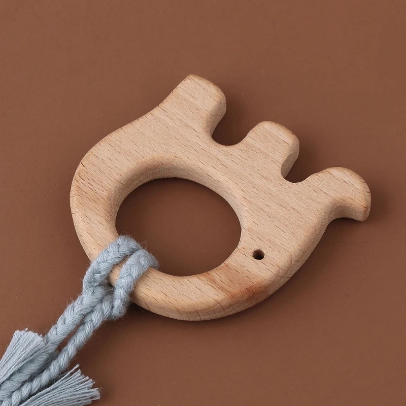 

Baby Wood Teether Ring DIY Crochet Bunny Rattle elephant Soother Bracelet Teething Molar