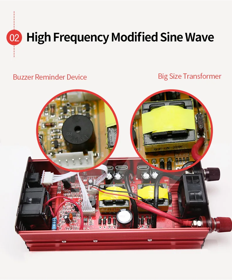 Lingpar Power Inverter 2200W 12 220 V Voltage Transformer DC To AC 12V To 220V Dual Socket Modified Sine Wave Charger Converter