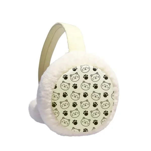 

Теплые зимние наушники с принтом лап улыбающегося кота для защиты животных, домашних животных, для влюбленных, из искусственного меха, скла...