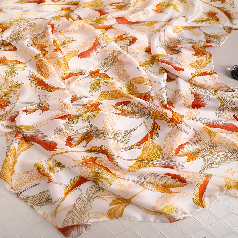

KOI LEAPING new fashion popular feather pattern scarf female summer decoration sunscreen shawl soft silky scarf beach hot gift