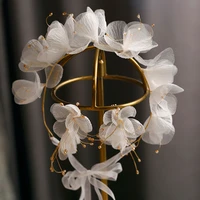 korean soft organza flower headbands earring set sweet beautiful headwear wedding brides hair accessories