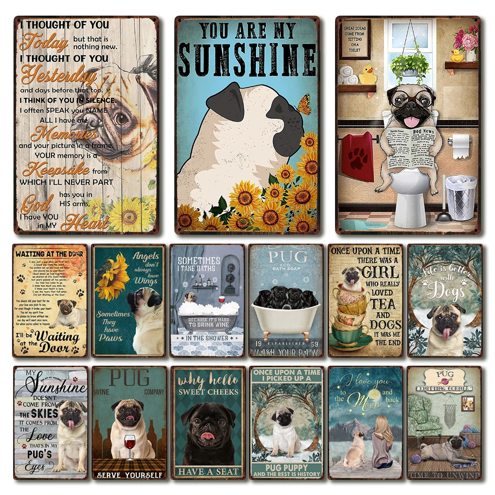 

[ Wellcraft ] Pet Pug Dog Are Your Friend Wine Cafe Bath Shop Art Metal Tin Sign Wall Poster Iron Painting Pub D-07 20*30 CM