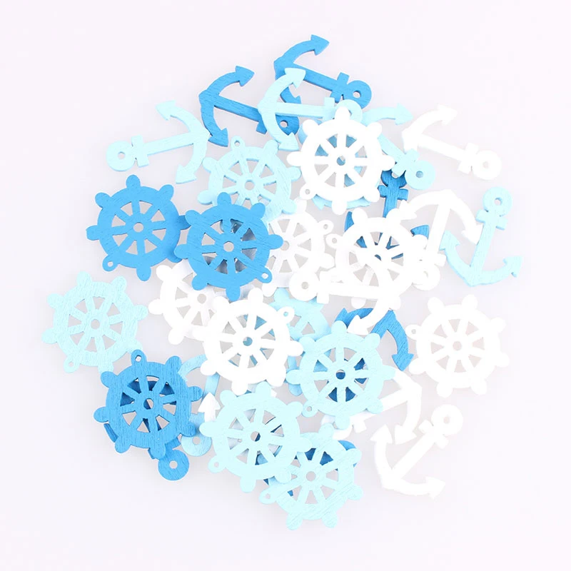 Якорь деревянные пуговицы смешанные ткани для одежды DIY Декор с якорем