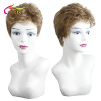 cpcos short brown wigs for women natural straight synthetic wigs fluffy natural wave african american wig