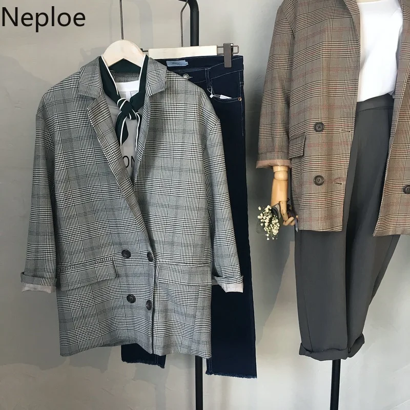 Neploe корейский Ретро клетчатый женский маленький костюм куртка Осень Новый