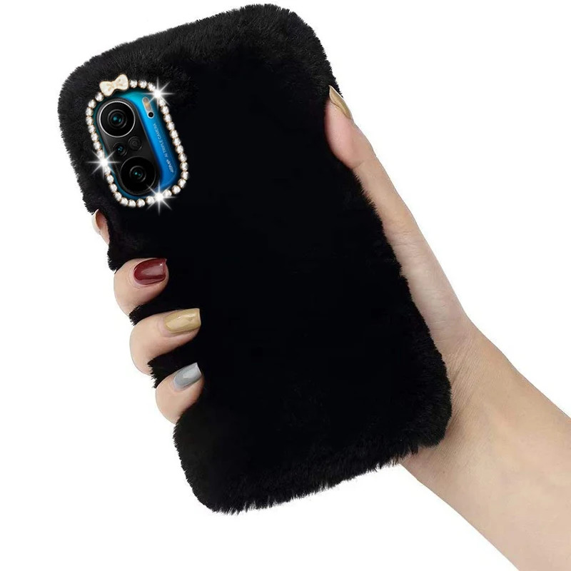 Плюшевый чехол с кроличьими ушками для Xiaomi Poco F3 F2 X3 M3 M2 Pro NFC Redmi K40 K30 K20 Ultra 9 9A 9C 9T 9AT