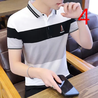 

Men's short-sleeved t-shirt 2019 summer new tide embroidery fashion lapel half sleeve Slim