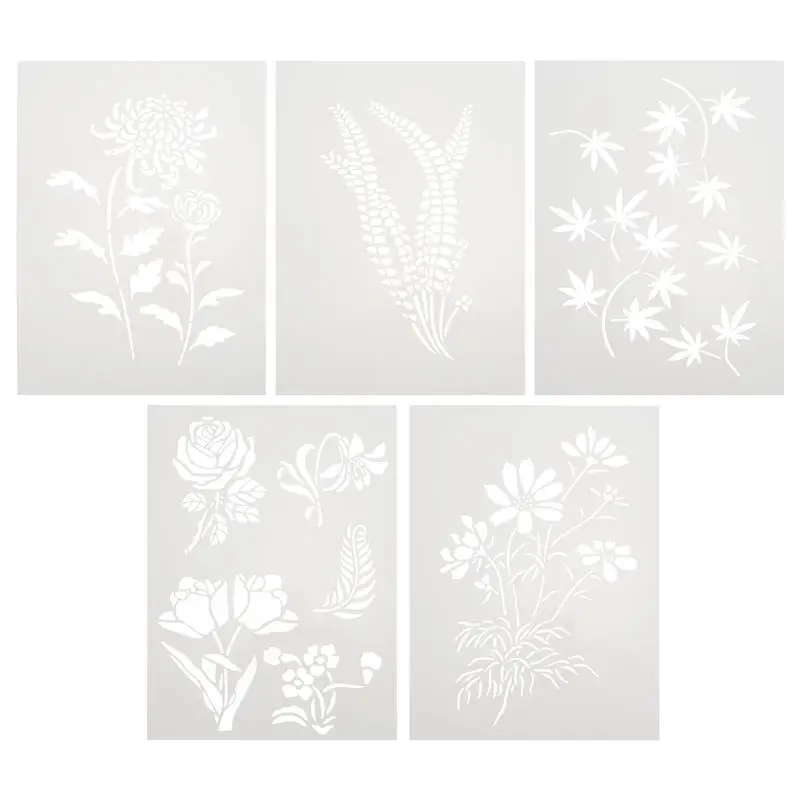 

5pcs DIY Drawing Stencils Leaf Flower Plants Shape DIY Painting Templates