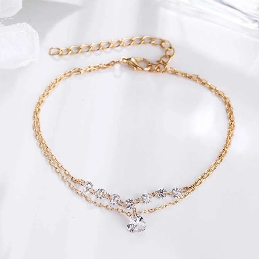 Модные ювелирные изделия Pulseras Mujer Moda 2020 Золотая цепочка сердце Хрустальный