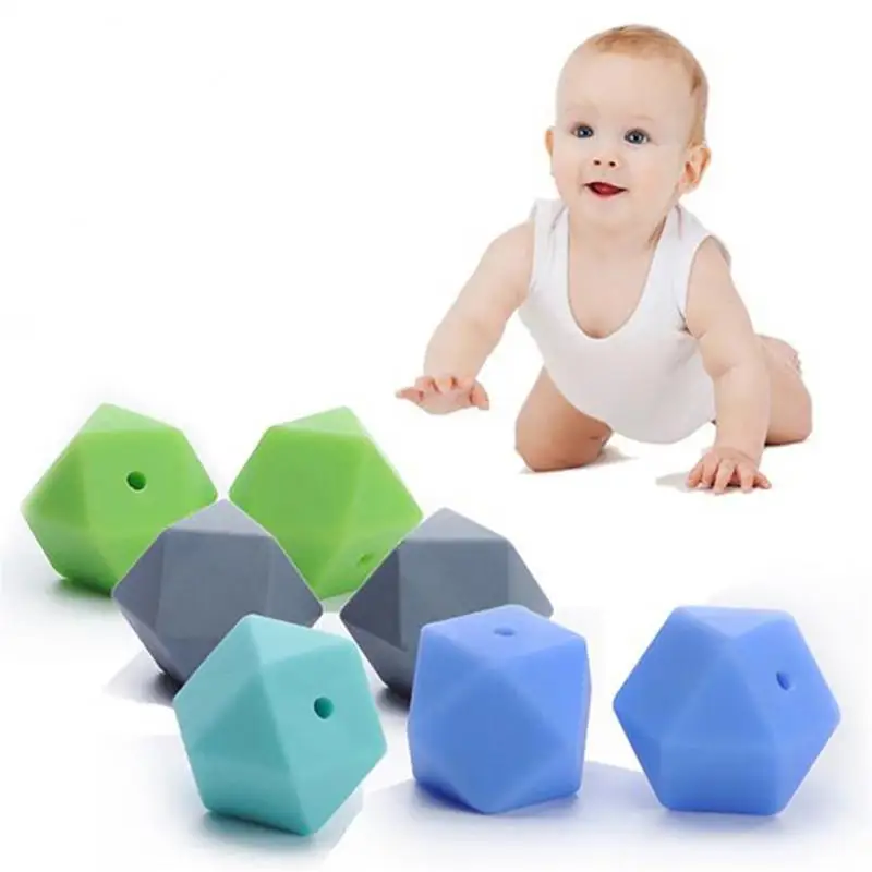 

Baby Teether 1PCS 14MM Hexagon Beads Jewelry Nursing Geometric Beads DIY Baby Care Molar Teether Appease Necklace Silicone Beads