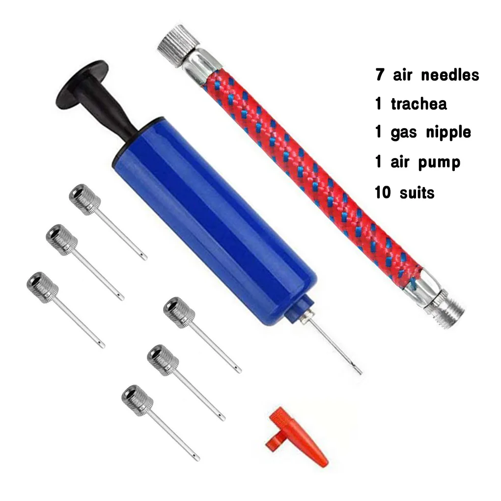 

10pcs Ball Pump Set Hand Pump Inflator Portable Ball Inflating Pump Tools with Air Hose