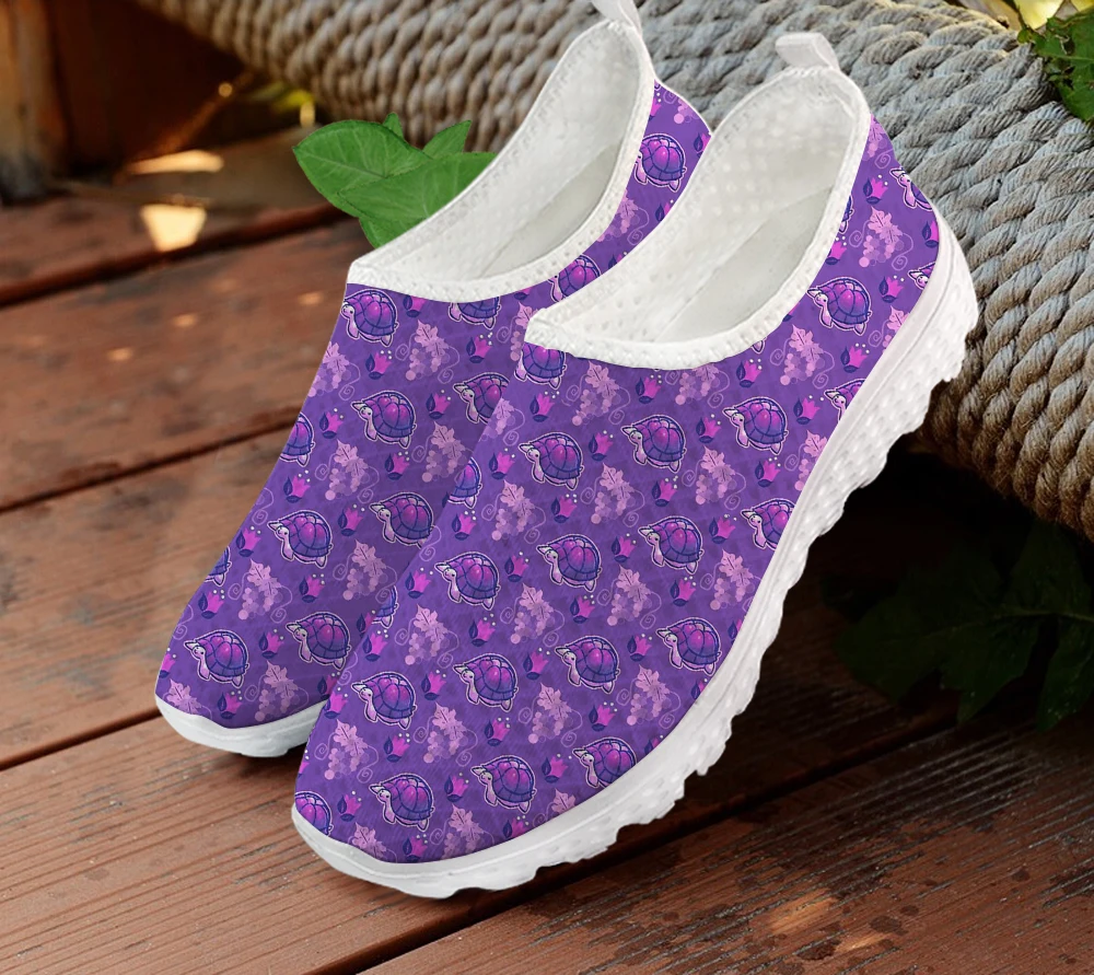 INSTANTARTS New Style Casual Mesh Flats For Lady Novetly Turtle Pattern Design Printed Lightweight Tennis Sneakers Scarpe Donna | Обувь