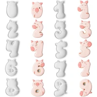10p pig numbers cookie cutters fondant cake decoration molds 0 9 numbers plastic biscuit chocolates presser kitchen baking tools