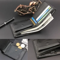 mens slim leather coin zipper pocket wallet bifold credit id card holder purse