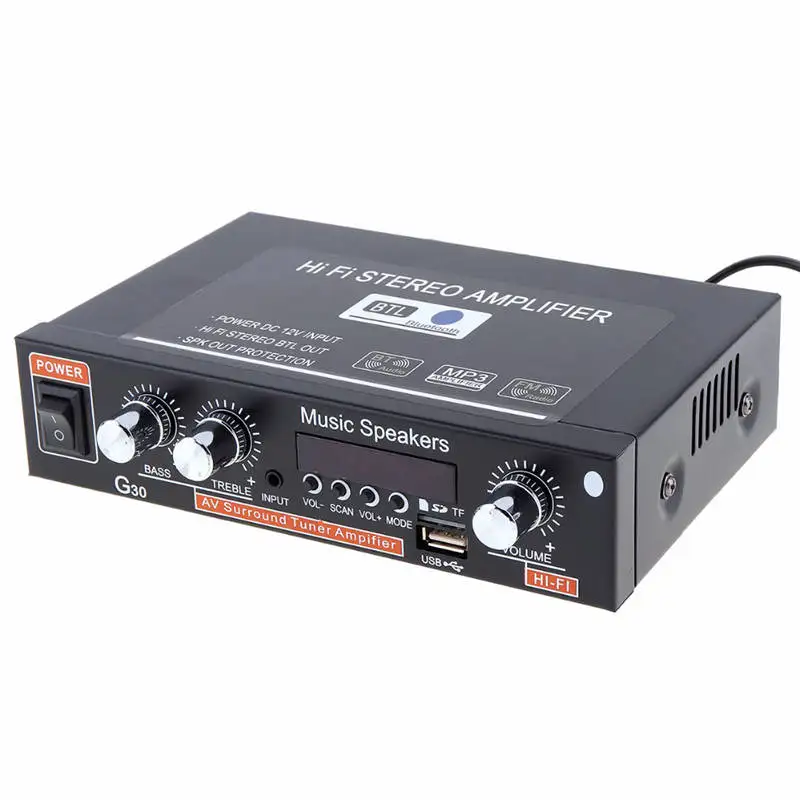 Универсальный автомобильный аудио усилитель мощности G30 Hifi с Bluetooth FM радио плеер