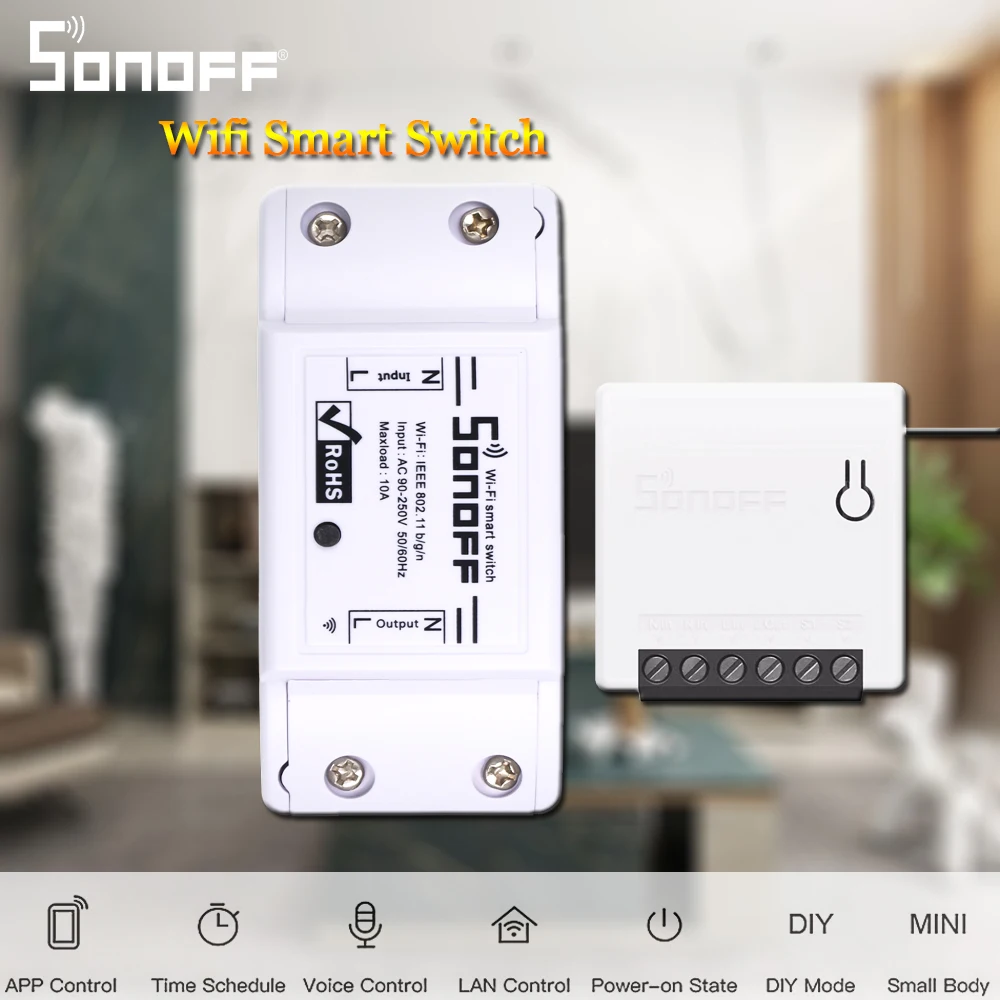 SONOFF MINI/Basic/Dual/RF/TH10/TH16 POW R2 RF Bridge Wifi переключатель DIY светильник интеллектуальное