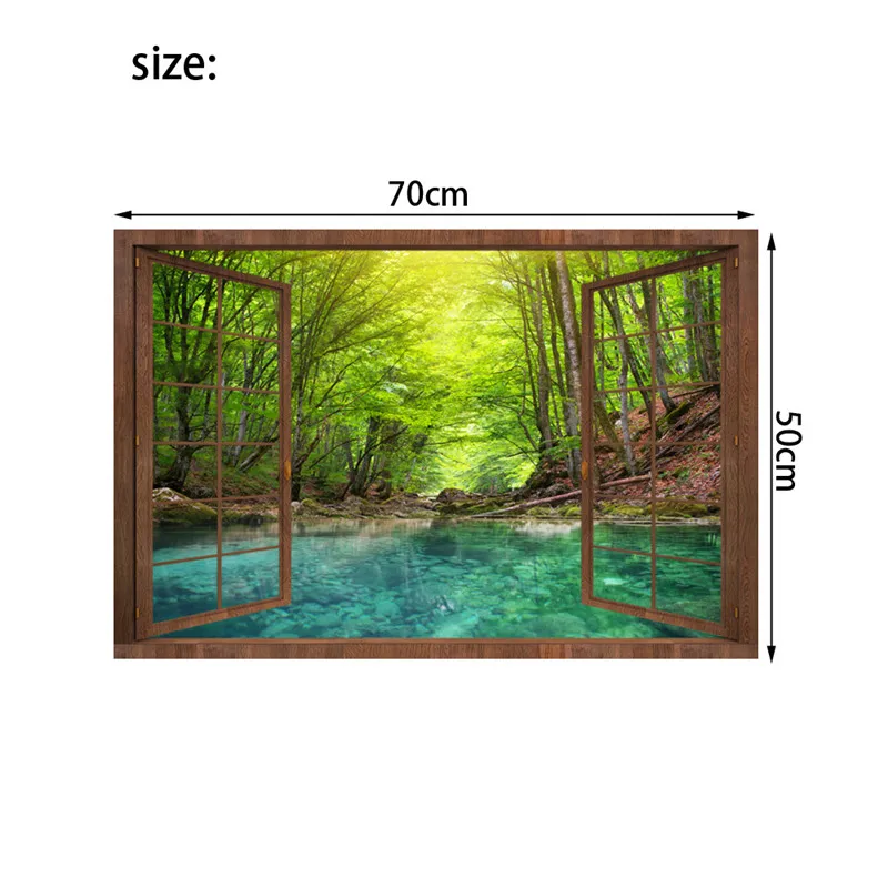

3D Faux Window View Wall Sticker Landscape Home Decor Removable Living Room Decor Art Wallpaper Mural
