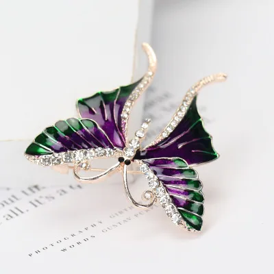 Gold Color Women Gifts Butterfly Rhinestone Breast pin Accessories Mix Jewelry Painted Aooly Brooch Garments | Украшения и