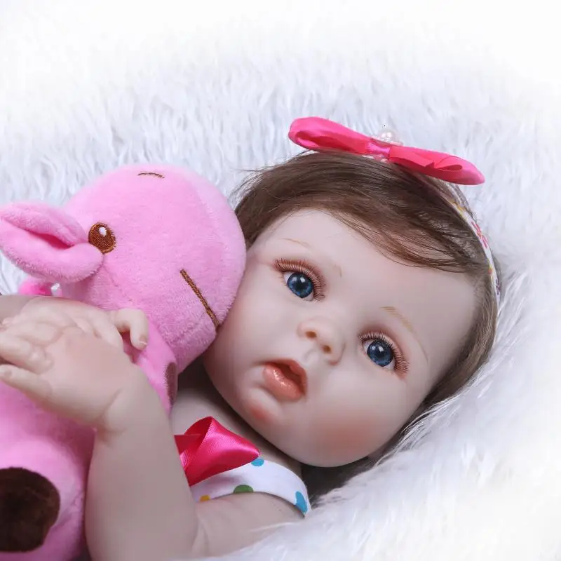 22" Reborn Baby Dolls Lifelike Girl Toys Enchantimal Toy Soft Body Silicone Babies Doll Bath Bonecas For Children Playmate Gift