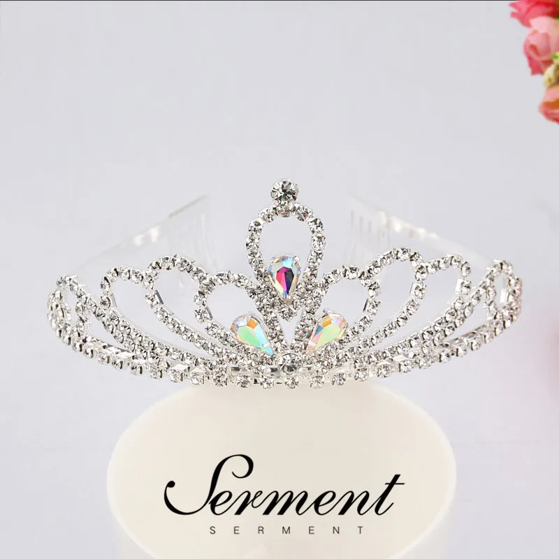 SERMENT Charm модная Принцесса Свадебная Корона тиары Кристалл Циркон Посеребренная