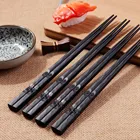 Многоразовые палочки для еды ручной работы из бамбука, японские деревянные палочки для суши, еда, кошка, цветок, блестящие палочки