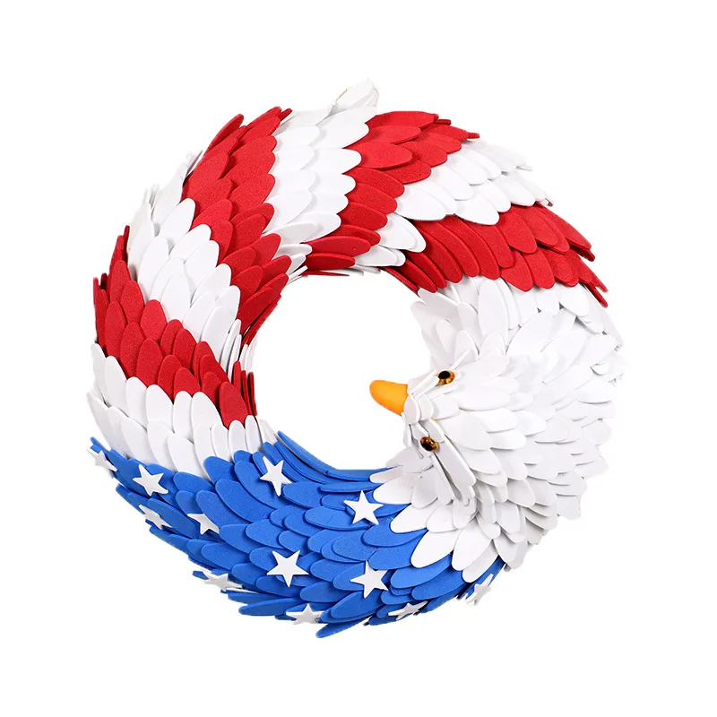 

American Eagle Wreath Handcrafted Glory Patriotic Flag Wreath for Front Door Window Decoration