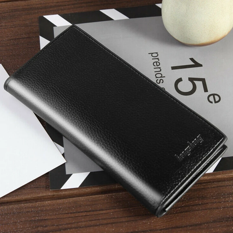 Новинка мужской Роскошный кошелек двойного сложения Длинный клатч для