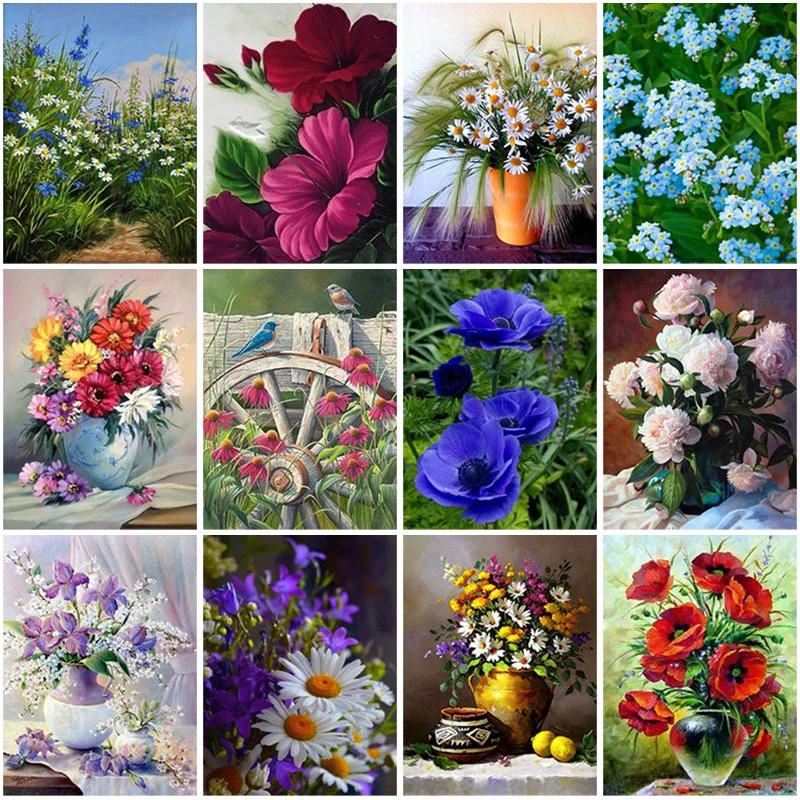 

Diy Flower 5D Diamond Painting Full Square Drill Cross Stitch Rhinestone Mosaic Floral Diamond Embroidery Mosaic Home Decor
