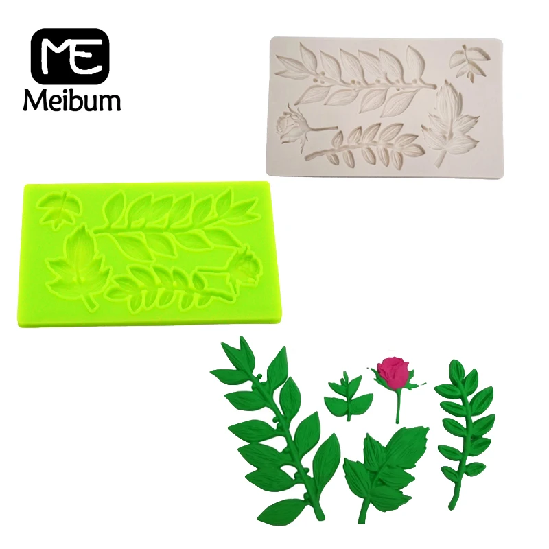 Meibum 2 типа форма для торта в виде лепестков розы с узором листьев свадебная паста - Фото №1