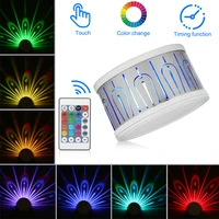 colorful peacock dream projection lamp touch remote control night light hotel bedroom decoration bedside wall decoration lamp