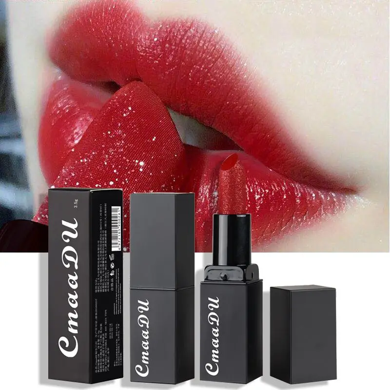 Small Gold Diamond Lipstick Waterproof Non-stick Cup Long-lasting Matte Lipstick Chic Diamond Shinny Lipstick