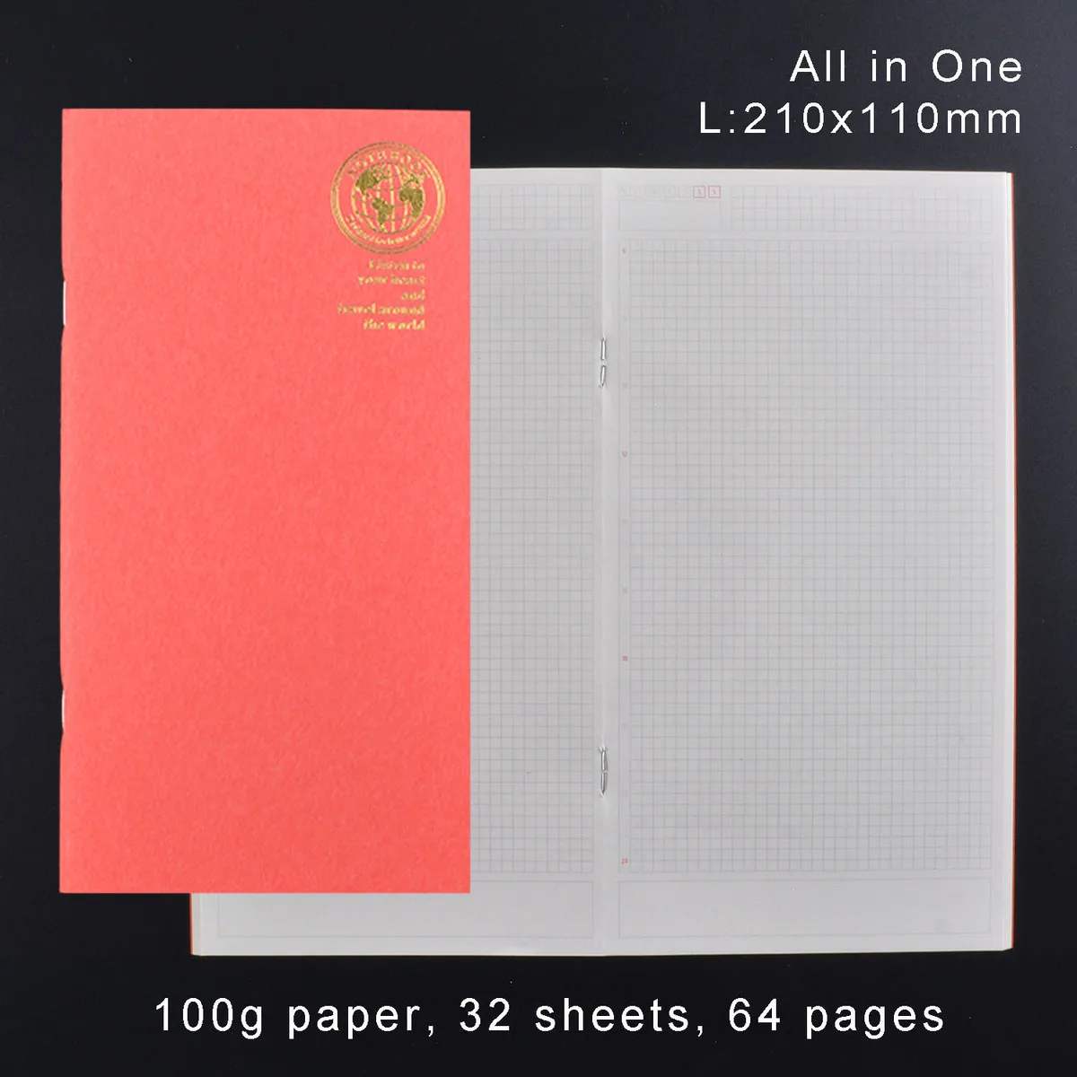 L All in One Кожаная записная книжка, Сменная вставка для ежемесячного паспорта, дневник планировщик, крафт-бумага, блокнот для путешествий, ежедневный Еженедельный - Цвет: L All in One