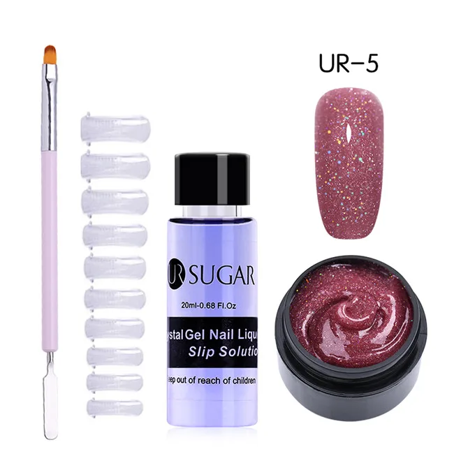 4pcs set5 UR SUGAR 15 мл Быстрый строительный поли гель продлевающий половой акт розовый блеск Замачивание от УФ СТРОИТЕЛЬ удлинение гель набор Типсы для маникюра палец расширение - Цвет: 4pcs set5