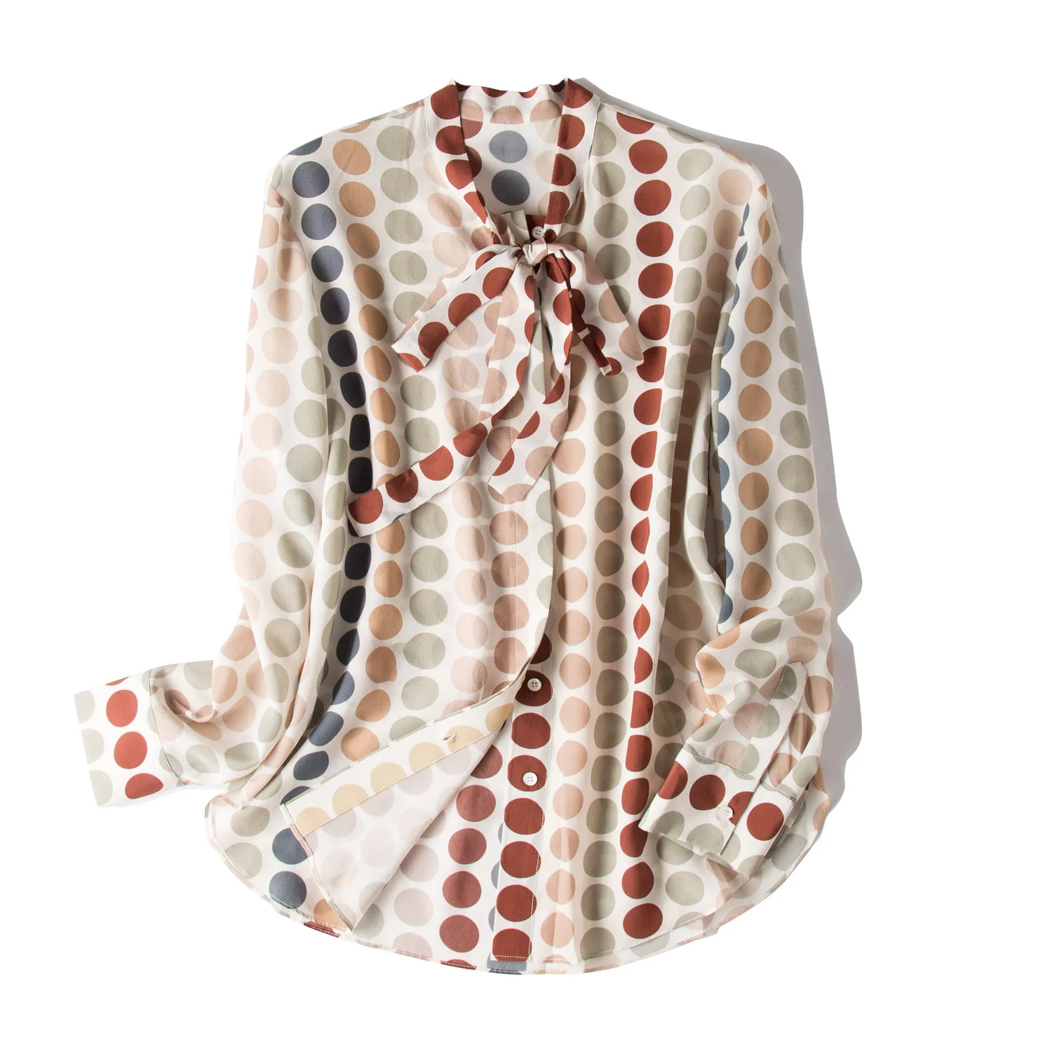 2019 весна осень женская блузка рубашка 100% шелк из хлопка и льна с большим бантом