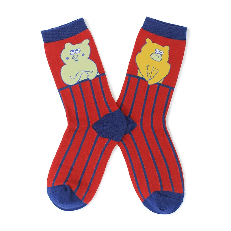 Женские и мужские Носки с рисунком собаки медведя носки милые забавные граффити