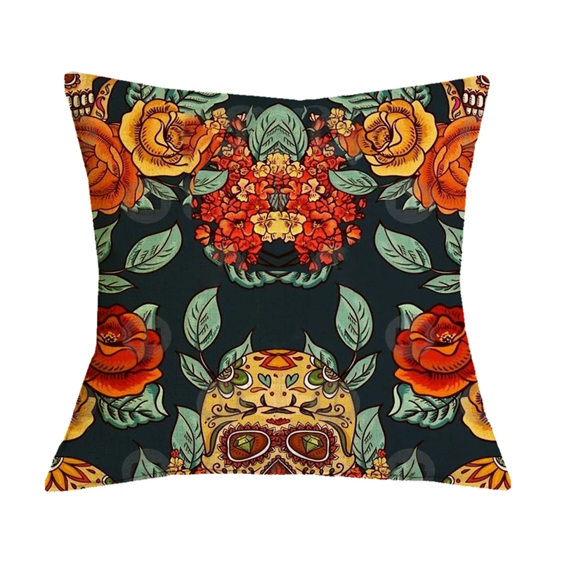 Pattern 12 День мертвых Цветочные черепа печати пледы подушки для дивана Хэллоуин декоративные наволочки сахарный череп подушка для девочки чехол - Цвет: Pattern 12